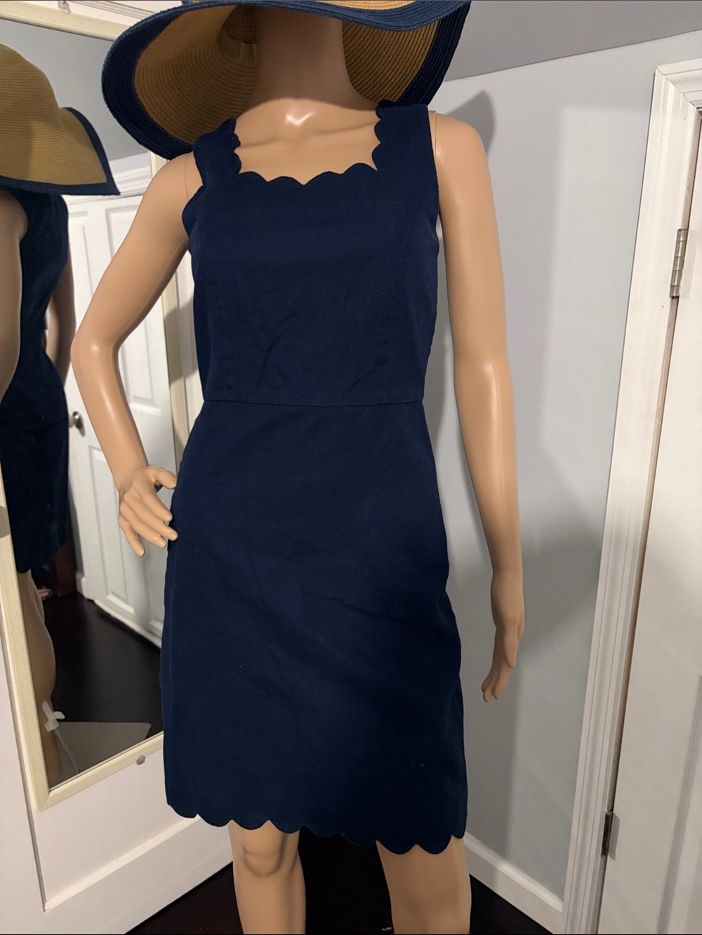J. Crew Navy Scallop Sheath Dress